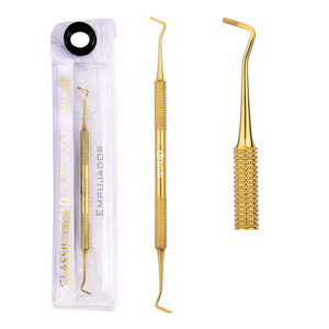Double-ended pusher curette